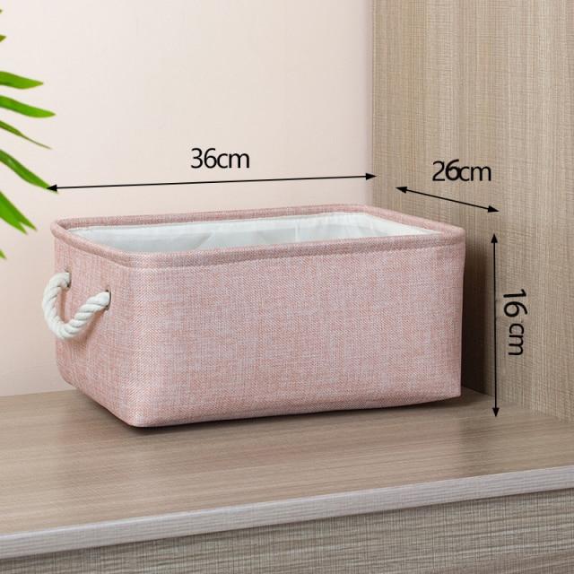 medium pink cotton linen storage basket with dimensions