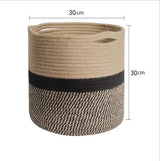 large brown and black cotton rope basket 30x30cm