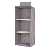 gray three layer portable hanging wardrobe organizer