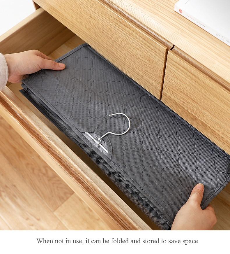 hanging closet display product details with foldable storage