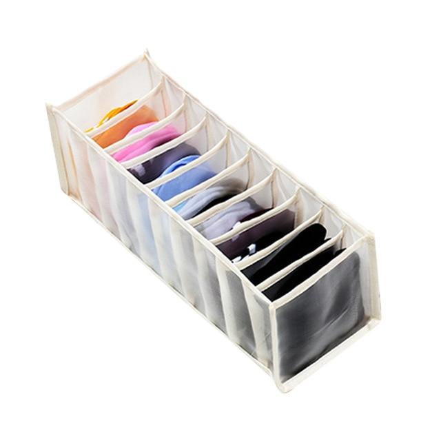 beige sock organizer with 11 sections