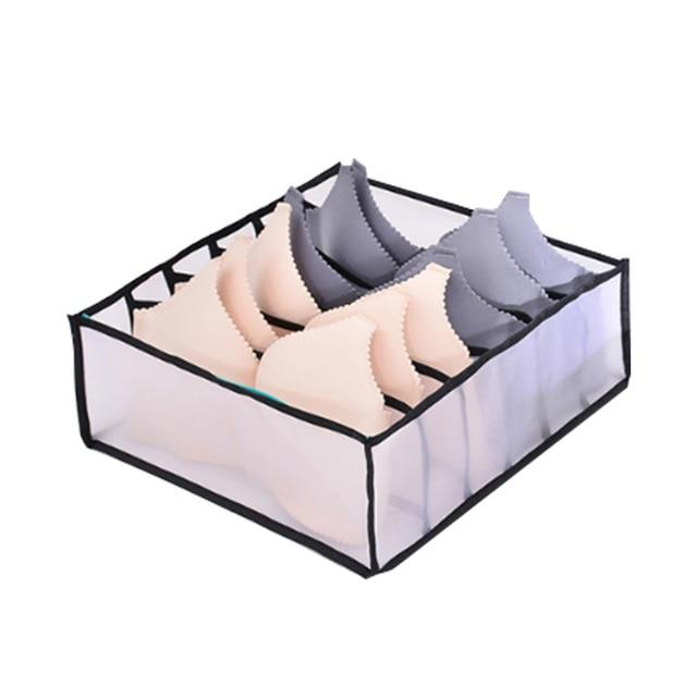 black bra organizer with 6 sections