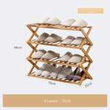4 layer bamboo shoe rack holds up to 12 pairs of shoes