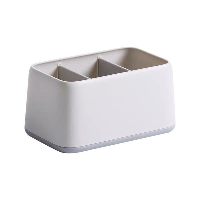 white gray minimalist desktop organizer with three compartments