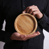 small, round bamboo serving tray 15x15cm