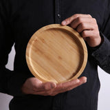 medium round bamboo serving tray 18x18cm