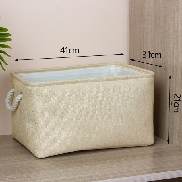 large beige cotton linen storage basket with dimensions