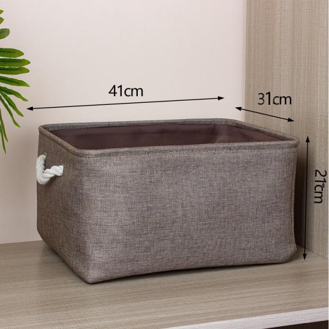 large brown cotton linen storage basket with dimensions