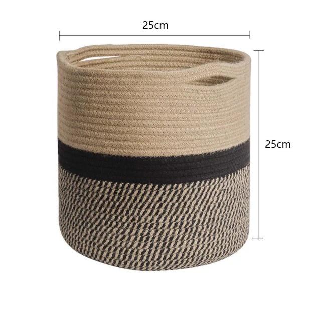 medium brown and black cotton rope basket 25x25cm