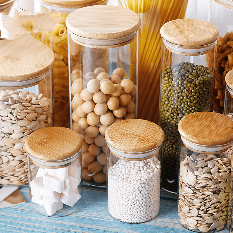 dry storage jars for holding seeds, spices, grains, and dried goods