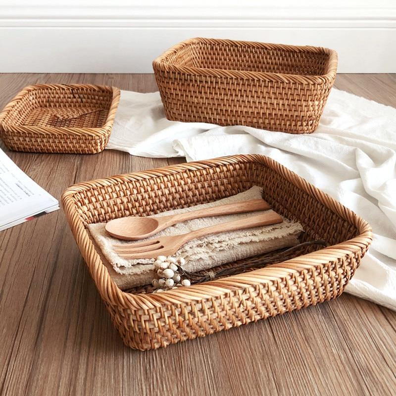 hand woven rattan basket for organizing household items