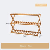 three layer foldable bamboo shoe rack holds up to 9 pairs of shoes