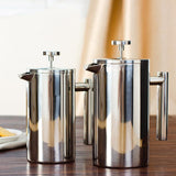 durable, double wall stainless steel french press side by side