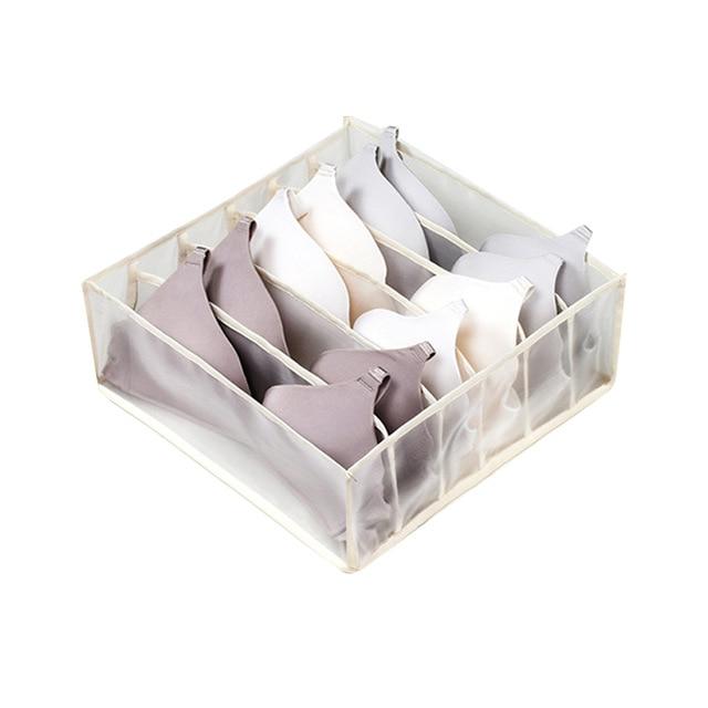 beige bra organizer with 6 sections