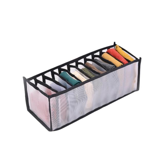black sock organizer with 11 sections