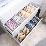 organized drawer in bedroom with underwear drawer organizer