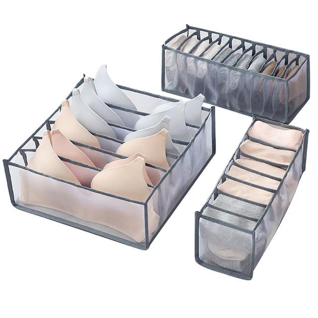 gray underwear drawer organizer 3 set for bras, panties, and socks
