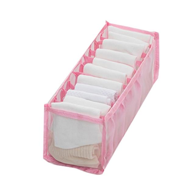 pink sock organizer with 11 sections