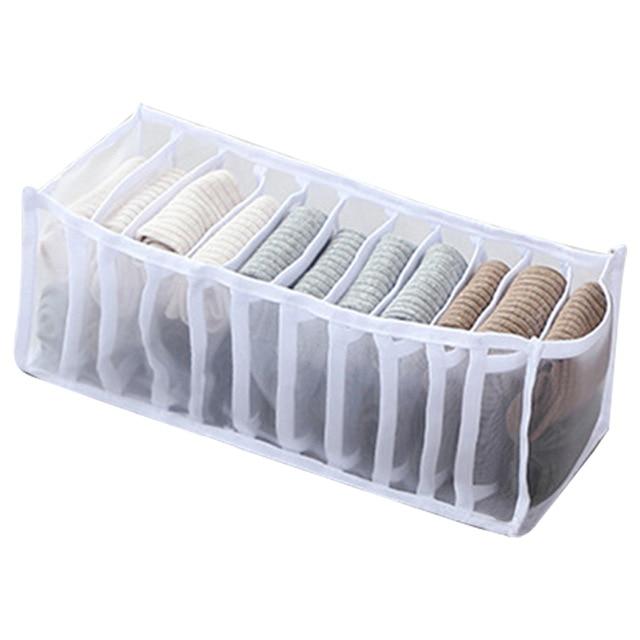 white sock organizer with 11 secitons