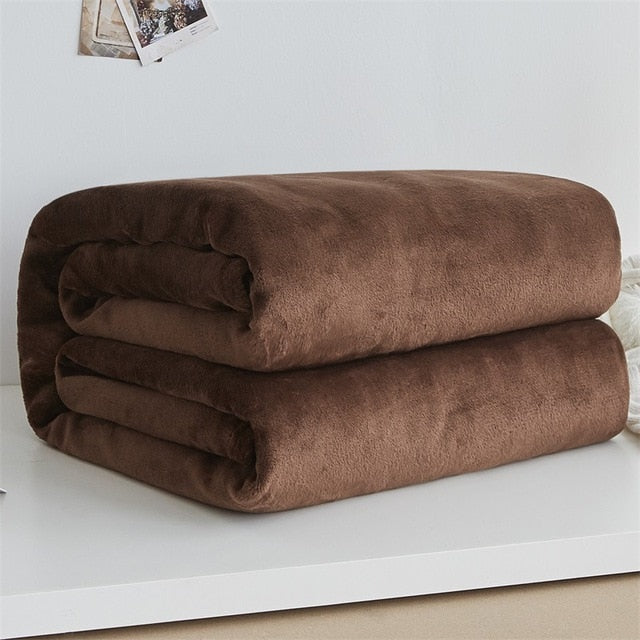 coffee brown coral fleece blanket perfect for cooler seasons like spring and fall