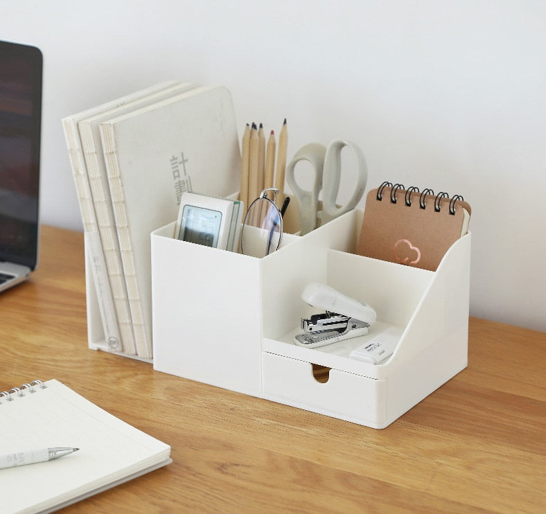 beige desktop organizer keeping works pace tidy from clutter