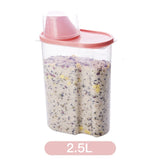 large pink food storage container for rice with 2.5L capacity
