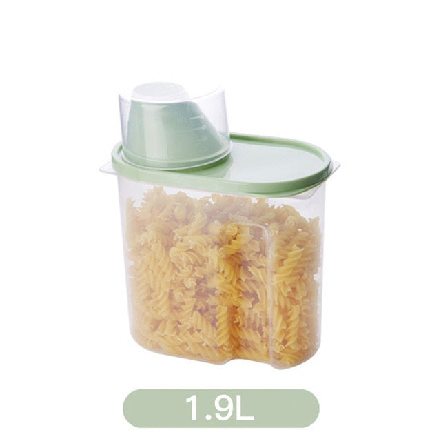 green food storage container for pasta with 1.9L capacity
