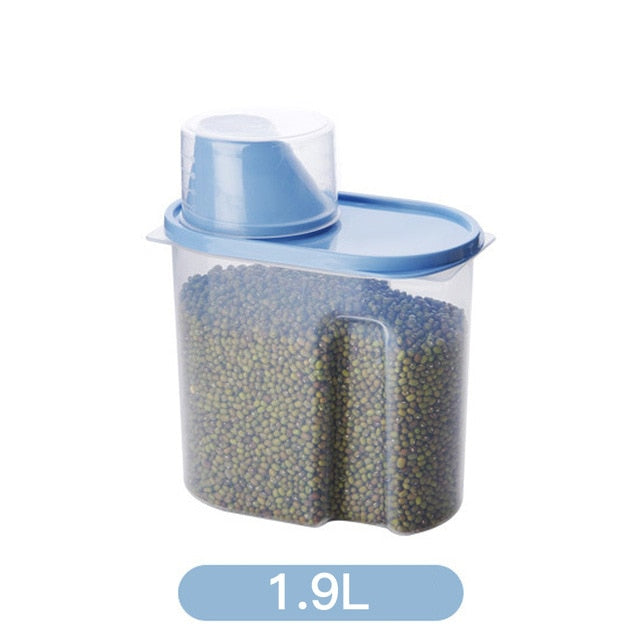 blue food storage container for dried grains with 1.9L capacity
